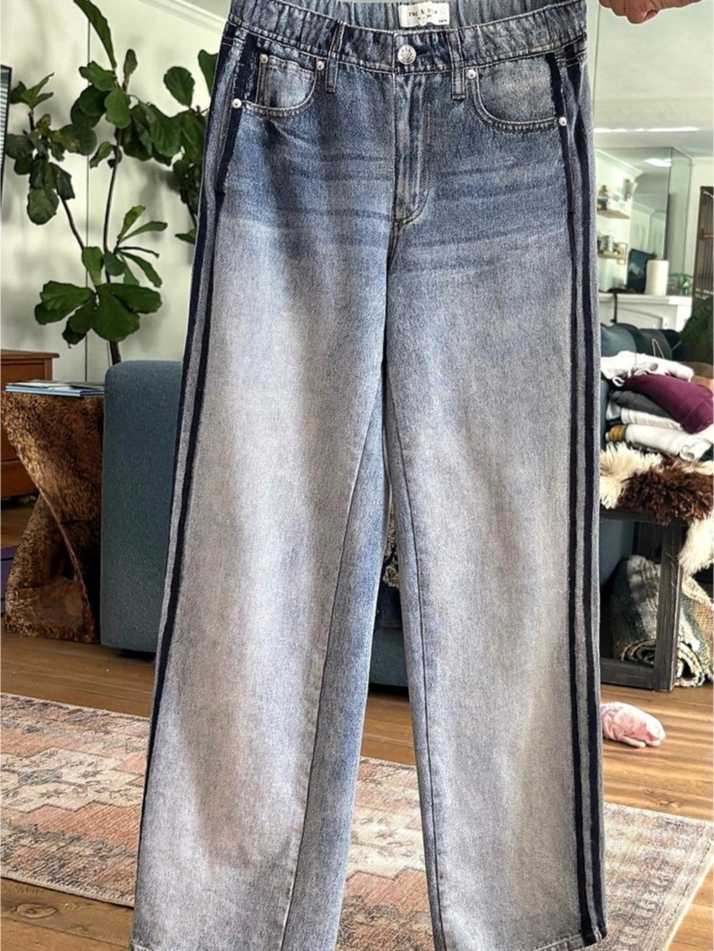 rag & bone Miramar Terry Wide-Leg Track Pants Blue XS